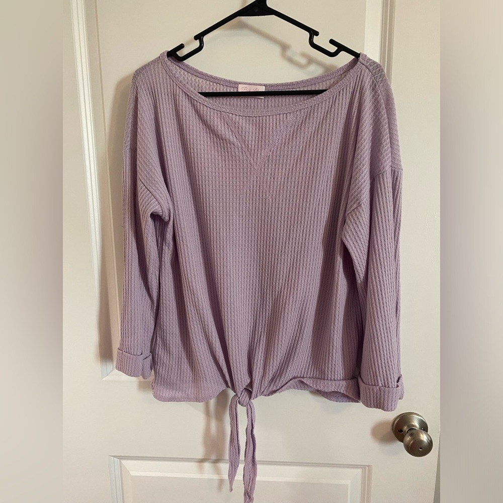 Lilac 3/4 sleeve, bottom tie top